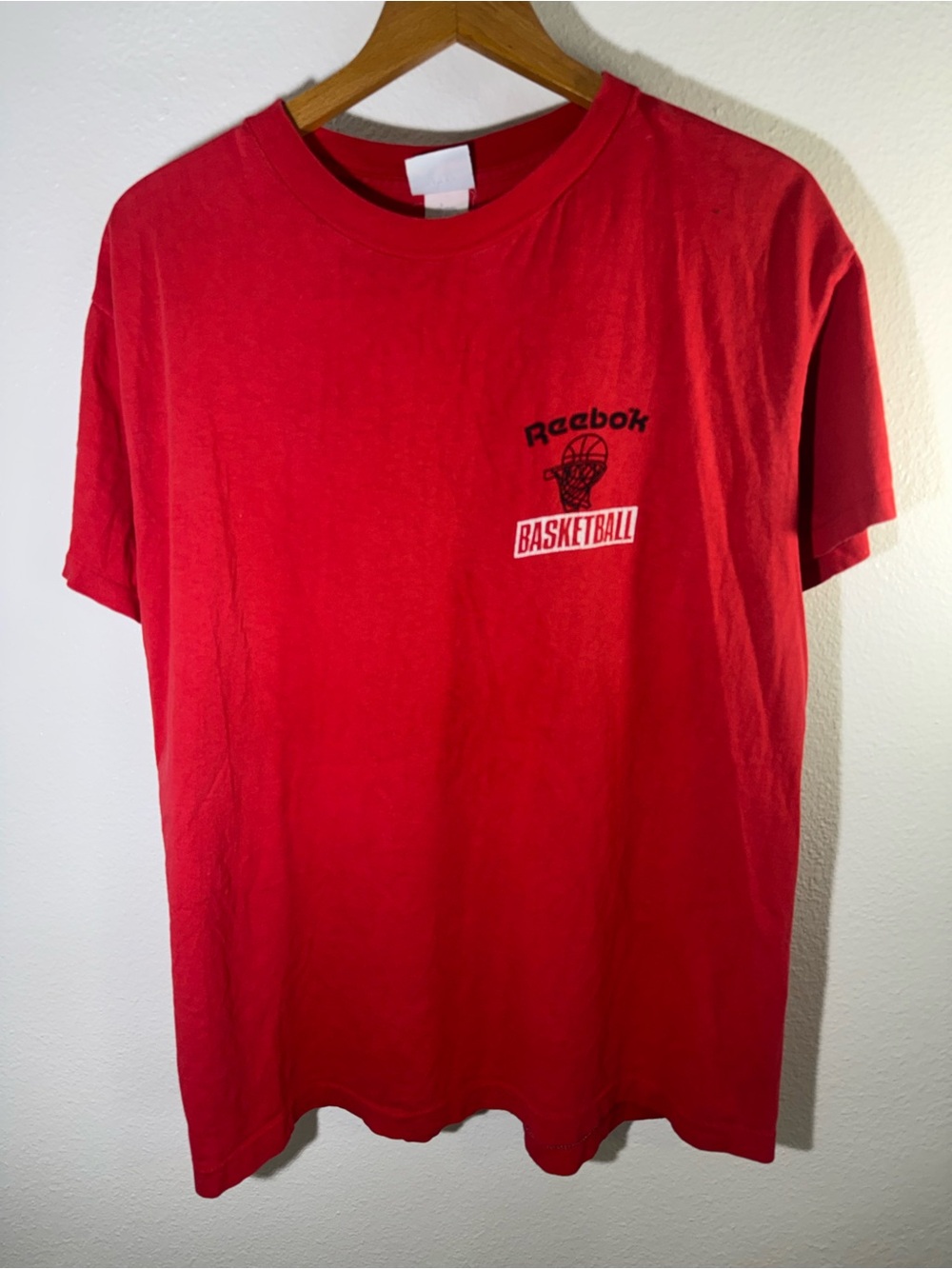 Vintage 90s Single Stitch Reebok Red Basketball Logo Short Sleeve Tee